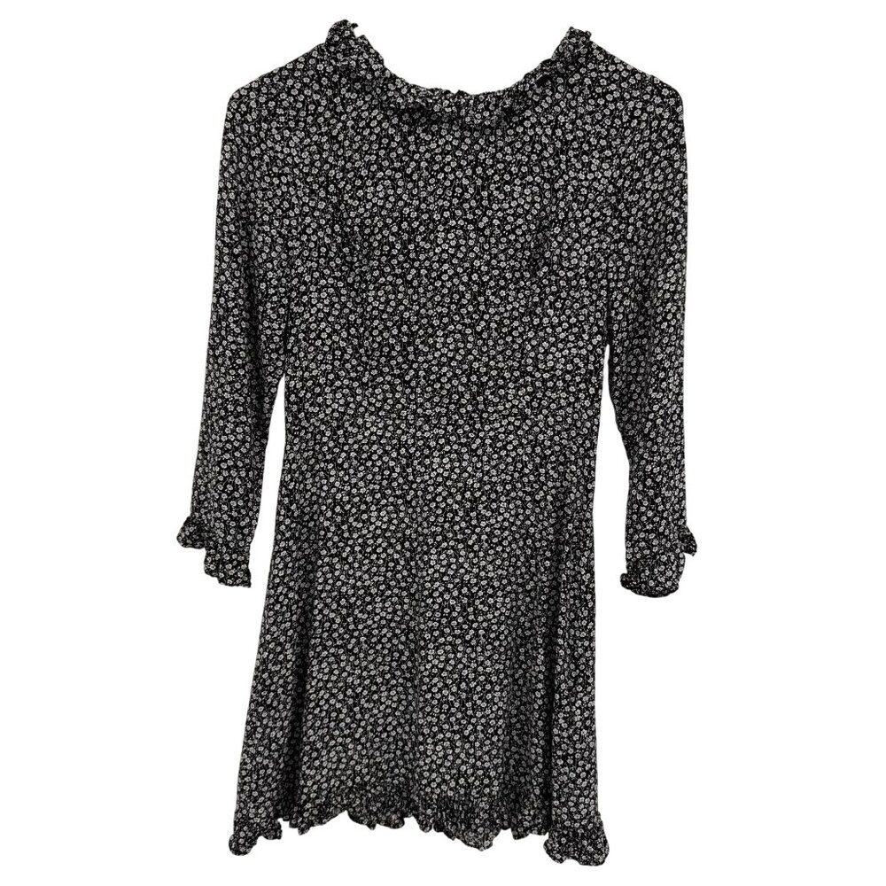 Urban Outfitters‎ Micro Floral Dress S Ruffle Retro 90s Y2K Long Sleeve Flowy